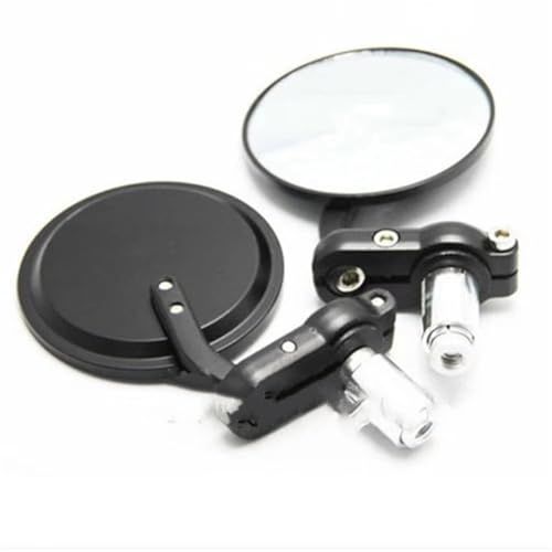 Ksjosji 22MM CNC Aluminium Motorrad Schwarz Runde Griff Bar End Rearview Außenspiegel Racer Für Suzuki Motorrad Rückspiegel(Not Foldable) von Ksjosji