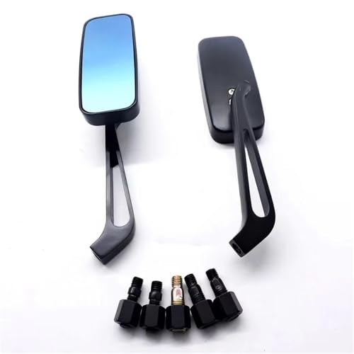 Ksjosji 8mm/10mm Universal Seitenspiegel Mobike Zubehör Motorrad Lenker Rückspiegel Rechteck Schwarz Quadrat Rauch Blau Glas Motorrad Rückspiegel(Black Blue Lens) von Ksjosji