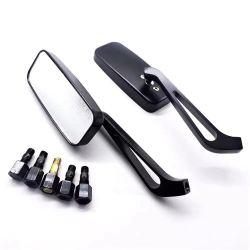 Ksjosji 8mm/10mm Universal Seitenspiegel Mobike Zubehör Motorrad Lenker Rückspiegel Rechteck Schwarz Quadrat Rauch Blau Glas Motorrad Rückspiegel(Black Clear Lens) von Ksjosji