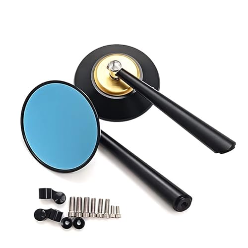 Ksjosji CNC-Aluminium-mehrfarbiger Runder Motorrad-Rückspiegel, Universelle Motorrad-Ausstattung, 8 Mm/10 Mm Seitenspiegel Motorrad Rückspiegel(Gold) von Ksjosji