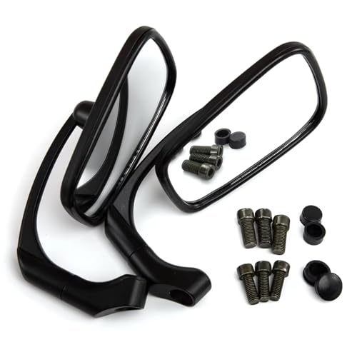 Ksjosji Chrom/Schwarz Motorrad L-bar Retro Rückspiegel Seite Spiegel Für Suzuki Custom Motorrad Rückspiegel(Black) von Ksjosji