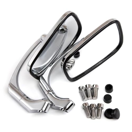 Ksjosji Chrom/Schwarz Motorrad L-bar Retro Rückspiegel Seite Spiegel Für Suzuki Custom Motorrad Rückspiegel(Silver) von Ksjosji