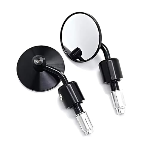 Ksjosji Motorradzubehör Runde Bar End Rückspiegel Motorrad Roller Rückspiegel 2 Paar Motorrad Rückspiegel(Black) von Ksjosji