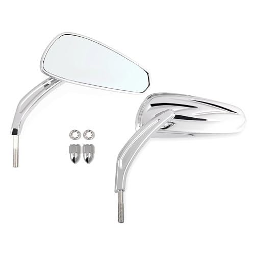 Ksjosji Motorräder Lenker 8mm Seite Rückansicht Spiegel Für Sportster Eisen 883 Street Glide Fat Boy Heritage FXST Motorrad Rückspiegel(Chrome) von Ksjosji