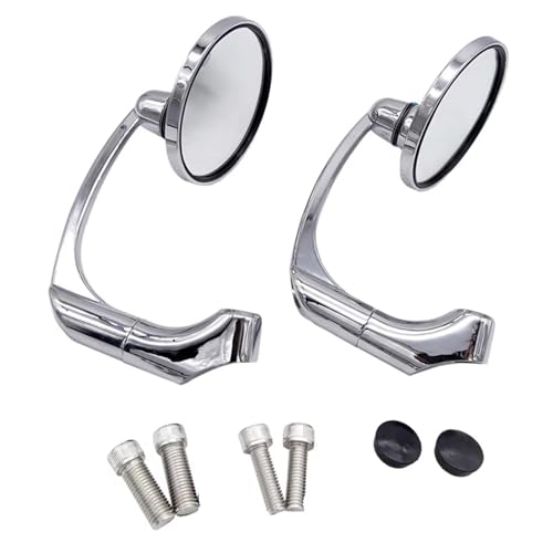 Ksjosji Universal Motorrad Lenker Rückspiegel Seite Spiegel Griff Bar End Rückspiegel Motorrad Zubehör Mit 8mm 10mm Schrauben Motorrad Rückspiegel(Chrome) von Ksjosji