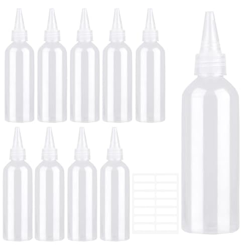 Ksnowqi 12 Stück Squeeze Flasche 100ml, Quetschflasche Klein,Quetschflaschen Kunststoff Saucenflasche für Ketchup, Grill, Saucen, Dressings von Ksnowqi