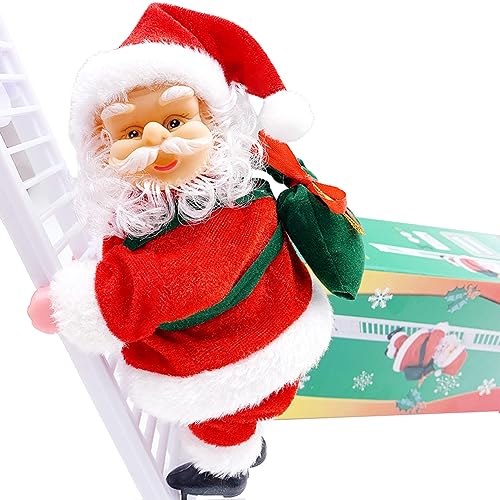 Ksopsdey Elektrische Kletterleiter Santa Claus, Elektrischer kletternder Weihnachtsmann auf Leiter, Elektrische Klettern Weihnachtsmann für Weihnachten Party Christmas Tree Decoration von Ksopsdey