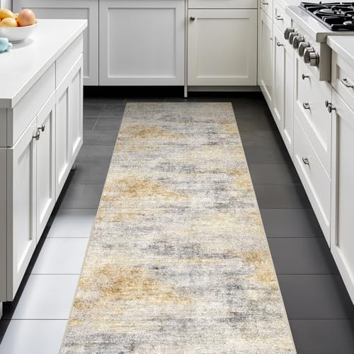 Waschbarer Küchenläufer für Flur, weich, rutschfest, niedriger Flor, dünner Bodenteppich für Eingangsbereich, Schlafzimmer, Badezimmer, Nachttisch, Innenbereich, Grau, Gelb, 5 x 15 cm Waschbarer Küchenläufer für Flur, weich, rutschfest, niedriger Flor, dünner Bodenteppich für Eingangsbereich, Schlafzimmer, Badezimmer, Nachttisch, Innenbereich, Grau, Gelb, 5 x 15 cm von Ksrau