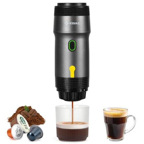 Kssiaz Tragbare Espressomaschine, Elektrische Espressomaschine mit Selbsterhitzung, USB & Autoladegerät, Mini-Kaffeemaschine mit NS-Kapsel & Gemahlenem Kaffee für Camping, Wandern, Reisen, Schwarz Kssiaz Tragbare Espressomaschine, Elektrische Espressomaschine mit Selbsterhitzung, USB & Autoladegerät, Mini-Kaffeemaschine mit NS-Kapsel & Gemahlenem Kaffee für Camping, Wandern, Reisen, Schwarz von Kssiaz