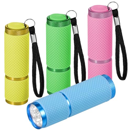 Kssvzz 4 Stück Mini LED Taschenlampe, Taschenlampe Kinder mit 9 LED, Wasserdicht Taschenlampe Klein mit Gummigriff für Notfall, Outdoor, Camping von Kssvzz