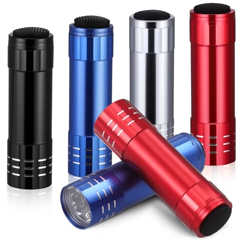 Kssvzz 6 Stück Mini LED Taschenlampe, Aluminium Taschenlampe Kinder mit 9 LED, Wasserdicht Taschenlampe Klein für Notfall, Outdoor, Camping von Kssvzz