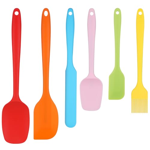 Kssvzz 6 Stück Silikon Spachtel, Antihaft-Küchenbackwerkzeuge Teigschaber Set zum Backen, Hitzebeständiger Silikon Spatel Set mit Metallkern Ideal für Kochen von Kssvzz