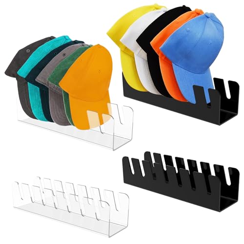 Kssvzz Cap Halter, 4 Stück Kunststoff Kappen Organizer, Cap Aufbewahrung Fasst 21 Hüte, Desktop Cap Halterung, Kappenhalter für Schlafzimmer, Kleiderschränke, Kommoden und Wände(Transparente+ Schwarz Kssvzz Cap Halter, 4 Stück Kunststoff Kappen Organizer, Cap Aufbewahrung Fasst 21 Hüte, Desktop Cap Halterung, Kappenhalter für Schlafzimmer, Kleiderschränke, Kommoden und Wände(Transparente+ Schwarz von Kssvzz