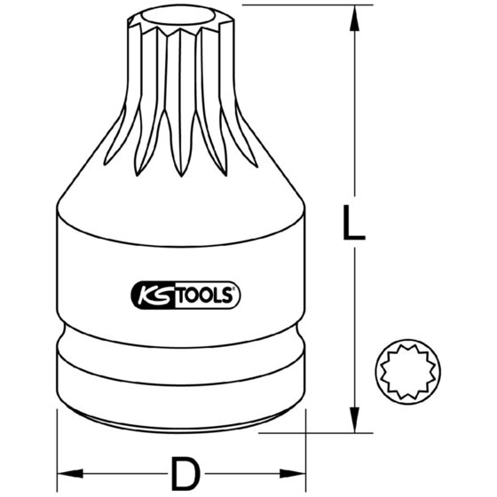 KSTOOLS® - 3/4" Kraft-Bit-Stecknuss Vielzahn mit Bohrung, kurz, M18 von Kstools