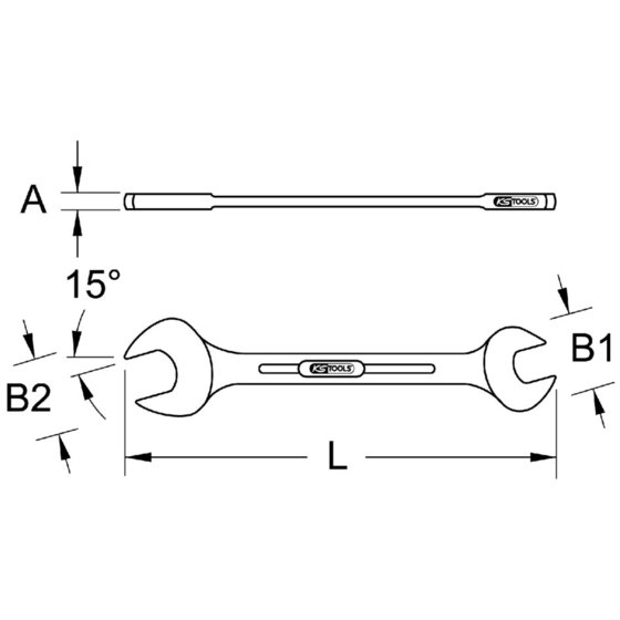 KSTOOLS® - EDELSTAHL Doppel-Maulschlüssel, 30x32mm, abgewinkelt von Kstools