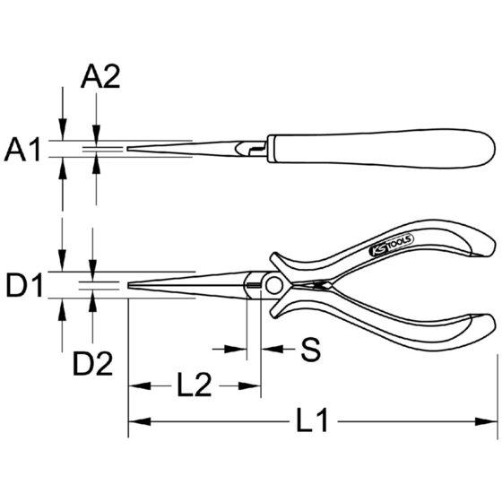 KSTOOLS® - ESD Rundzange, gerade, ohne Hieb, 130mm von Kstools