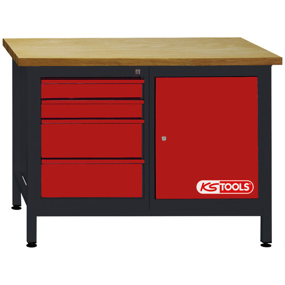 KSTOOLS® - Werkbank mit 4 Schubladen und 1 Tür, H840xB1200xT500mm von Kstools