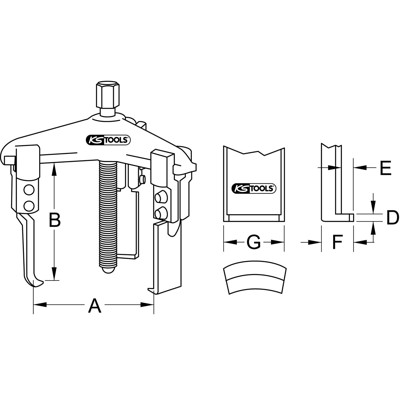 Universal-Abzieher 3-armig mit schlanken Haken, 50-160mm von Kstools