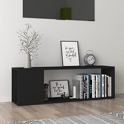 Kstyhome TV-Schrank, Wohnzimmertisch, TV Lowboard, TV Konsole, Fernsehschrank, Schwarz 100x24x32 cm Spanplatte von Kstyhome