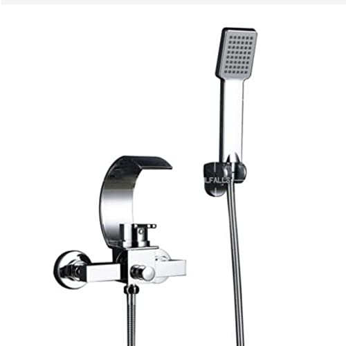 Ksunun Badewannenarmatur Wandmontage Einhand-Wannenbatterie Messing Wannenmischer Mit Heißem und Kaltem Wasser Wasserfall Badewanne Wasserhahn Mit Handbrause Brausebatterie, Chrom Ksunun Badewannenarmatur Wandmontage Einhand-Wannenbatterie Messing Wannenmischer Mit Heißem und Kaltem Wasser Wasserfall Badewanne Wasserhahn Mit Handbrause Brausebatterie, Chrom von Ksunun