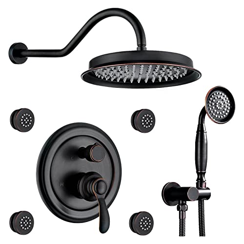 Ksunun Unterputz Duscharmatur Set, 3 Funktionen Retro Duschset Enthalten Duschkopf, Wandmontage Duschsystem, Handbrause Und MassagedüSen, Dusche Regendusche Set, Unterputz Duscharmatur Set Ksunun Unterputz Duscharmatur Set, 3 Funktionen Retro Duschset Enthalten Duschkopf, Wandmontage Duschsystem, Handbrause Und MassagedüSen, Dusche Regendusche Set, Unterputz Duscharmatur Set von Ksunun