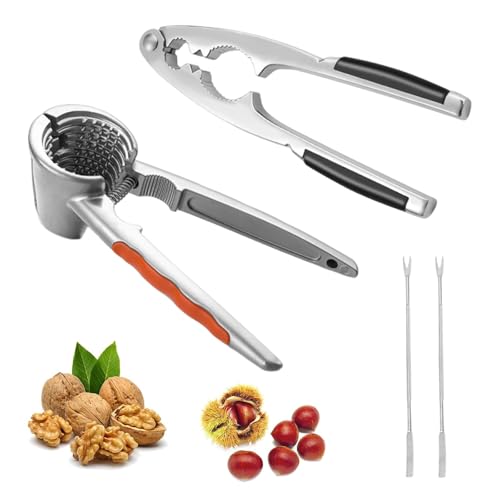 Ksvaye 4 er Set Nußknacker Zinklegierung Walnussknacker Rutschfestem Griff Haselnussknacker mit 2 Walnussnadeln Multifunktionaler Nussknacker für Walnüsse Nüssen Kastanien Hummercracker Ksvaye 4 er Set Nußknacker Zinklegierung Walnussknacker Rutschfestem Griff Haselnussknacker mit 2 Walnussnadeln Multifunktionaler Nussknacker für Walnüsse Nüssen Kastanien Hummercracker von Ksvaye