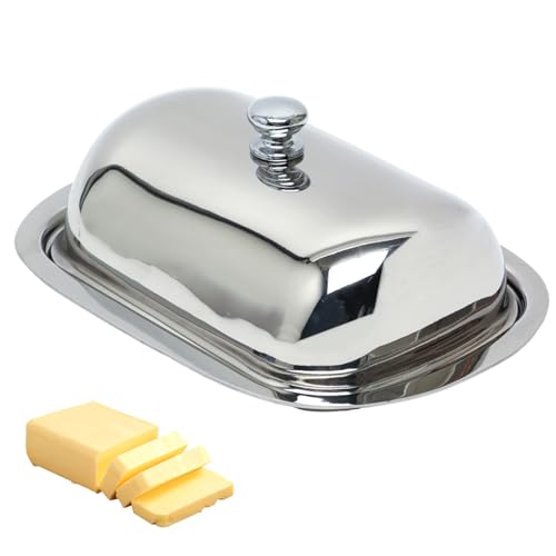 Ksvaye Butterdose Edelstahl mit Deckel 16 x 12cm Butter Dish Butterschale Butterbox für Hausmannskost und Restaurants,Frische Butter Erhalten von Ksvaye