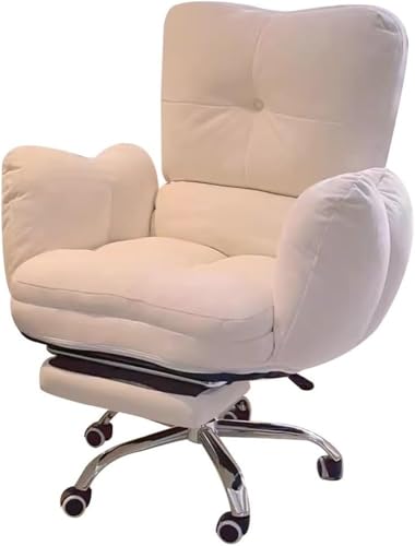 Ergonomischer Gaming-Bürostuhl mit verstellbarer Rückenlehne, faules Sofa, Arbeitszimmer, Computer-Schreibtischstuhl, bequemer Chefsessel für Schlafzimmer, Heimbüro, Wohnzimmer und Spielzimmer, Beige von KswyyuwxgqI