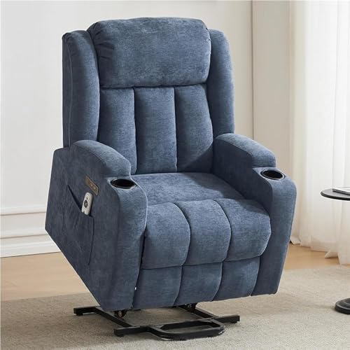 KswyyuwxgqI Power Lift Liegesofa, elektrischer Hebestuhl, mit Massagewärme, Stoff, Liegesofa für ältere Menschen, eingeschränkte Mobilität mit USB-Anschlüssen, Getränkehaltern, 2 Seitentaschen von KswyyuwxgqI