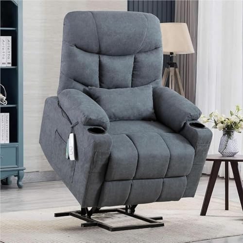 Liegestühle für ältere Menschen, robuste Liegestühle, ergonomisches Einzel-Lounge-Sofa, Heimkino-Sitz, mit Massagewärme und 2 Getränkehaltern von KswyyuwxgqI