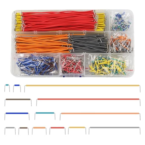 840 Stück Breadboard Jumper Wire Set, Elektronik Steckbrett Steckbrücken Drahtbrücken Kit für Schaltungslöten, Male zu Male Kabel mit 14 verschiedenen Längen, Inklusive Kunststoff-Sortierbox von Ksywydu