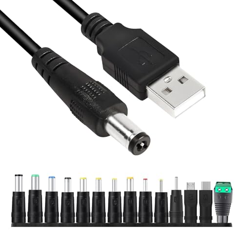 Ksywydu 14 in 1 Stromkabel USB auf DC 5 V, USB auf DC Stecker Kabel Set, 14 in 1 to DC 5V Kabel auf Netzkabel Adapter 1M Netzkabel für Router, TV Box, Rasierapparat, LED Licht und mehr Ksywydu 14 in 1 Stromkabel USB auf DC 5 V, USB auf DC Stecker Kabel Set, 14 in 1 to DC 5V Kabel auf Netzkabel Adapter 1M Netzkabel für Router, TV Box, Rasierapparat, LED Licht und mehr von Ksywydu