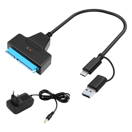 SATA USB Adapter Kabel für 2.5 3.5 Zoll HDD SSD Sata Festplatten Adapter USB 3.0 SATA III Konverter mit Netzteil für Windows Mac Linux Kompatibel mit Internen Festplatten Externen SATA USB Adapter Kabel für 2.5 3.5 Zoll HDD SSD Sata Festplatten Adapter USB 3.0 SATA III Konverter mit Netzteil für Windows Mac Linux Kompatibel mit Internen Festplatten Externen von Ksywydu