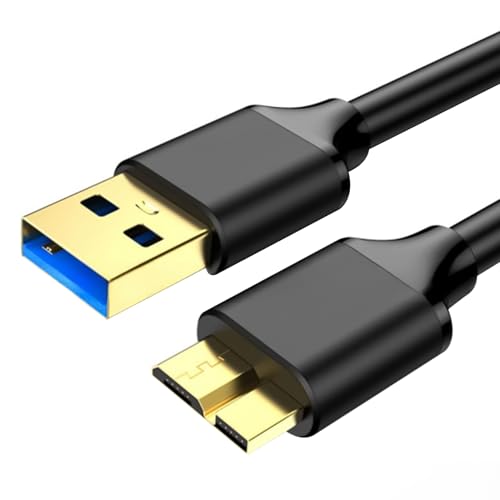 USB 3.0 Micro B Kabel, USB 3.0 Stecker auf Micro B Stecker Datenkabel Externes Festplattenkabel 5Gbps, Kompatibel mit, WD, Seagate, Samsung Galaxy S5, Note 3, Note Pro 12.2 1M von Ksywydu