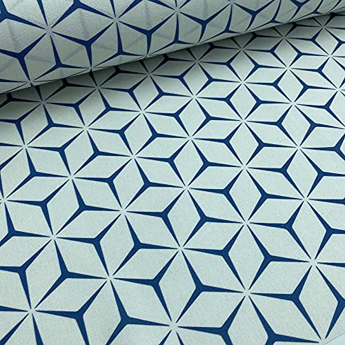 Kt KILOtela - Stoff aus geharztem Segeltuch, fleckenabweisend, 100% Baumwolle, Länge 200 cm, Breite 140 cm, geometrisch, Würfel, Blau, Weiß, 2 Meter Kt KILOtela - Stoff aus geharztem Segeltuch, fleckenabweisend, 100% Baumwolle, Länge 200 cm, Breite 140 cm, geometrisch, Würfel, Blau, Weiß, 2 Meter von Kt KILOtela