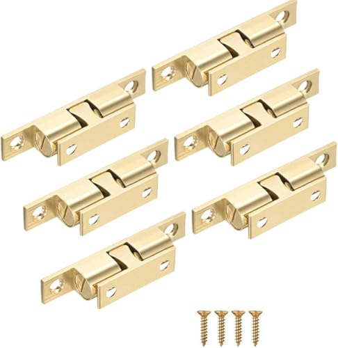 KtbeYTi 6 Stück Kugelschnäpper Verstellbarem Doppelkugelschnäpper Schnapper Magnet Türschließer Massiv Messing mit Schrauben für Küchenschranktüren Möbeltür (Golden) von KtbeYTi