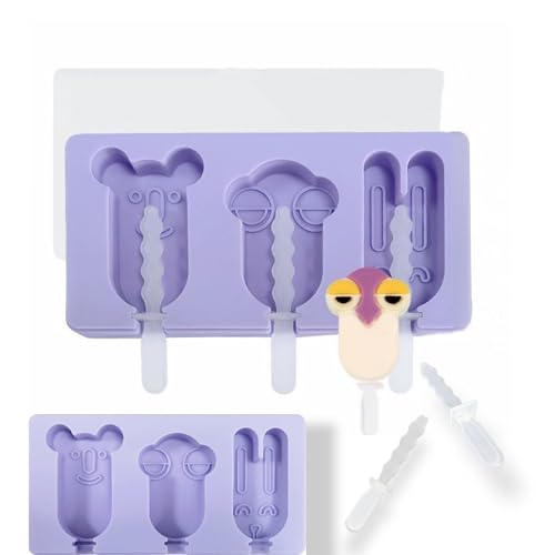 Ktchnhlprz Eis am Stiel Form 2er-Set, Eisform, Stieleisform, Eis selber machen, süße Figuren, wiederverwendbare Stiele, Kinder, DIY, perfekt für den Sommer von Ktchnhlprz