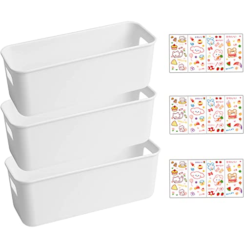 3 Stück Kunststoff Organizer Aufbewahrungskorbe, Living Kleine Aufbewahrungsbox, Kunststoff Aufbewahrungskorb, Aufbewahrungsboxen, für Büro, Küchen, Badezimmer, Kosmetik, Kinderzimmer (Weiß) von Ktnyl