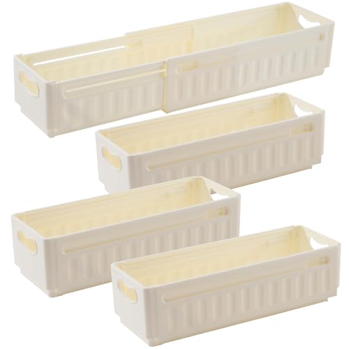 4 Stück Dehnbar Organizer Box, Organizer Kleiderschrank Teleskopschublade, Faltbare Kunststoff Schubladen Organizer, Einziehbare Aufbewahrungsbox mit Griffen, für Schlafzimmer Küche Badezimmer 4 Stück Dehnbar Organizer Box, Organizer Kleiderschrank Teleskopschublade, Faltbare Kunststoff Schubladen Organizer, Einziehbare Aufbewahrungsbox mit Griffen, für Schlafzimmer Küche Badezimmer von Ktnyl