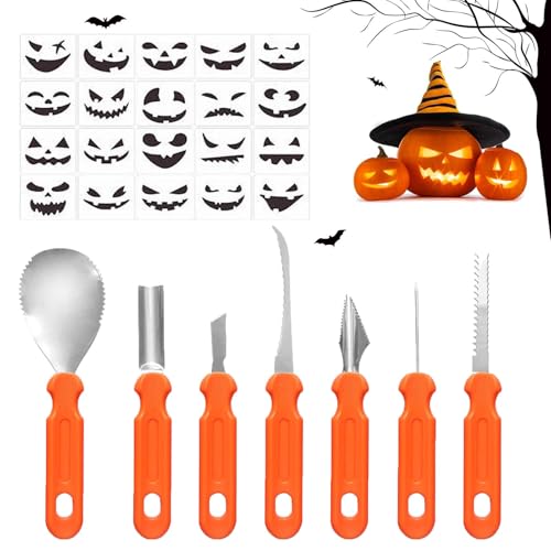 Kürbis Schnitzset, Schnitzwerkzeug Kürbis, Halloween Schnitzset, Werkzeug für Kürbis Schnitzen, für Halloween-Dekorationen Und DIY-Aktivitäten Erhalten Sie 20 Emoticon-Sticker Als Geschenk. von Ktnyl