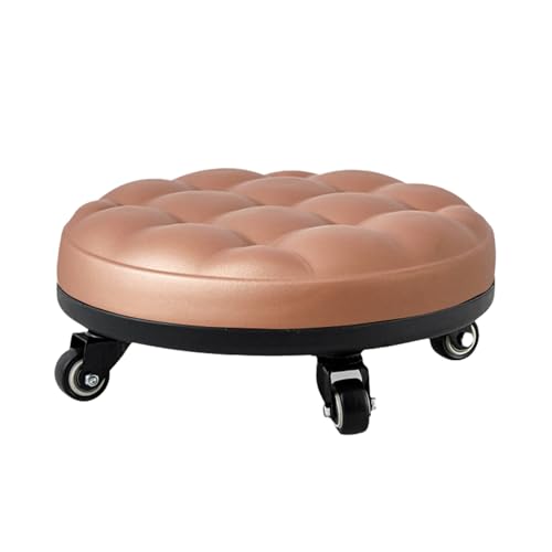 360 ° Rotierende Niedrige Walzen -Sitz -Rad -Stuhl -Stuhlstuhl PU Leder Rollinghocker Sitze Kurzer Rollender Hocker Universal Wheelhocker Für Home Office Fitness Rou Khaki von Ktrezs