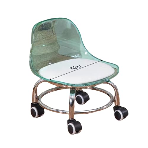 Acryl niedrig rollende Hocker Roll -Sitzscheibe Hocker Hockhocker Stuhlpediküre Hocker mit Rückenlehne Pediküre Hockerscheibe Hocker für Home Office Sofa Fuß Ruhe Green von Ktrezs