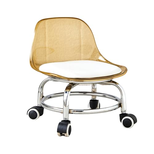 Ktrezs Acryl niedrig rollende Hocker Roll -Sitzscheibe Hocker Hockhocker Stuhlpediküre Hocker mit Rückenlehne Pediküre Hockerscheibe Hocker für Home Office Sofa Fuß Ruhe Brown von Ktrezs