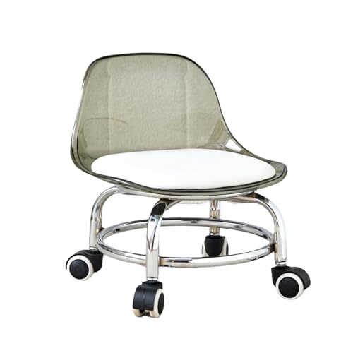Ktrezs Acryl niedrig rollende Hocker Roll -Sitzscheibe Hocker Hockhocker Stuhlpediküre Hocker mit Rückenlehne Pediküre Hockerscheibe Hocker für Home Office Sofa Fuß Ruhe Grey von Ktrezs