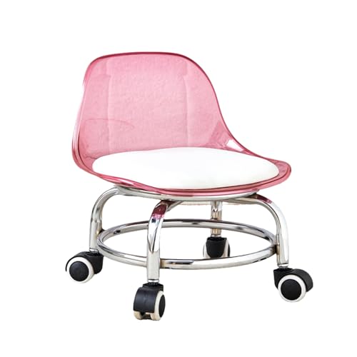 Ktrezs Acryl niedrig rollende Hocker Roll -Sitzscheibe Hocker Hockhocker Stuhlpediküre Hocker mit Rückenlehne Pediküre Hockerscheibe Hocker für Home Office Sofa Fuß Ruhe red von Ktrezs