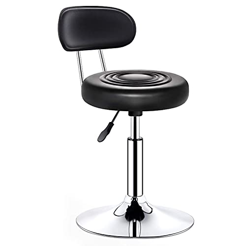 Ktrezs Black Round Rolling Stools Mit Verstellbarer Hydraulischer Rollhocker Im Rückenlehne Mit Rädern Für Massagesalonbüro (Rollen, Scheiben, Spikes) C von Ktrezs