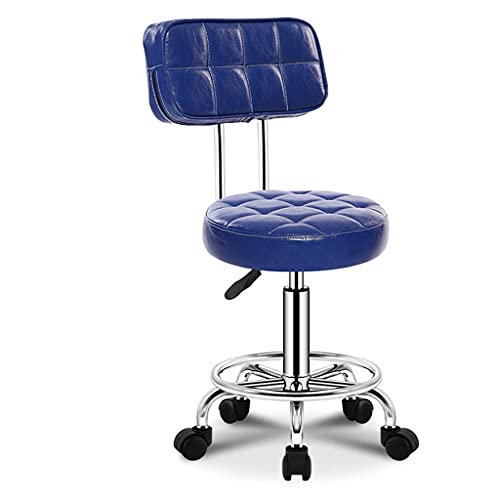 Ktrezs Deluxe Round Schwenk Salonhocker Stuhl Mit Rückenstützenhöhe Verstellbarer Rollhock Mit Rückenlehne Für Beauty Barber Tattoo Drafting Medical-10 Farben Blue von Ktrezs