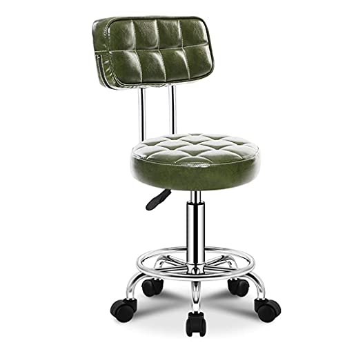 Ktrezs Deluxe Round Schwenk Salonhocker Stuhl Mit Rückenstützenhöhe Verstellbarer Rollhock Mit Rückenlehne Für Beauty Barber Tattoo Drafting Medical-10 Farben Green 1 von Ktrezs
