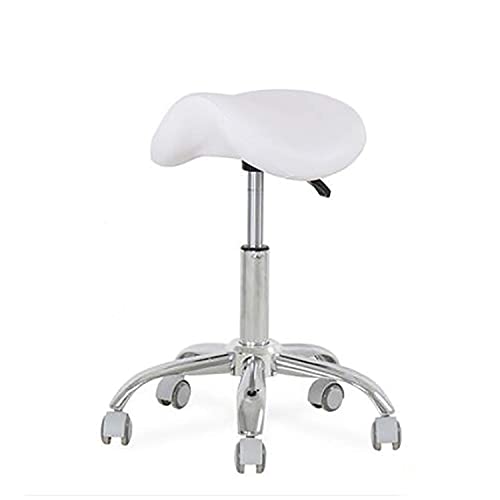 Ktrezs Ergonomischer Sattelhocker Rolling Spa Salon, Rollstuhl Für Medizinische Massage Küchen-Spa-Entwurf, Verstellbarer Hydraulikhocker Mit Rädern-(ohne Rückenlehne) White von Ktrezs