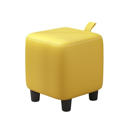Ktrezs Kleiner Fußschemel -Holzhocker PU Leder gepolsterte Fußschemel -Einzelsitz Make -uphockerschuh Schuhbank Sofa Teehocker Schuhschuhe Fußstütze Stiefstool gepolstert S yellow-26cm von Ktrezs